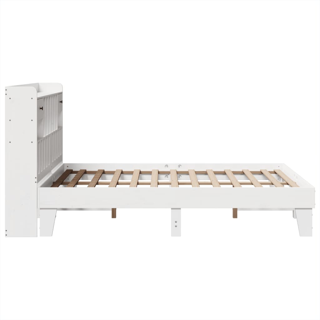 Cadre de lit sans matelas blanc 160x200 cm bois de pin massif