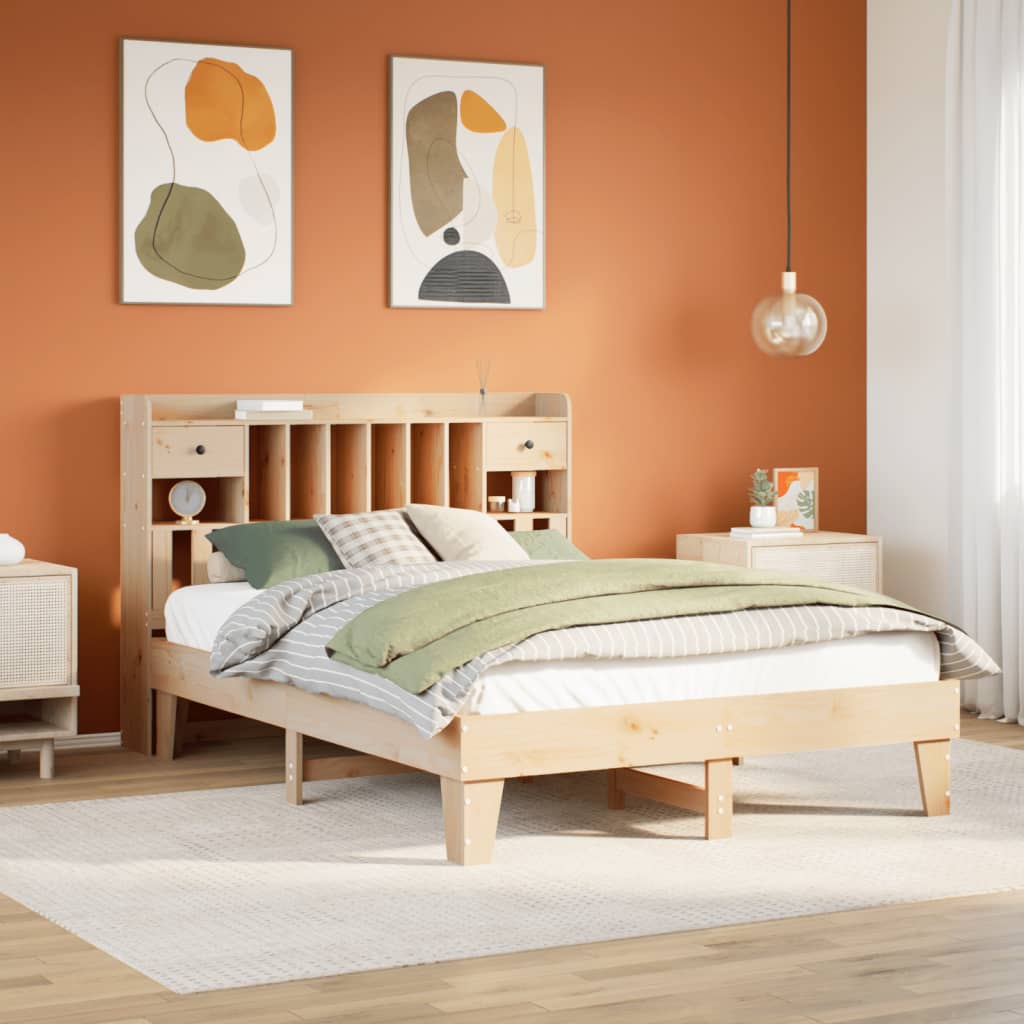 Bed frame without mattress 150x200 cm solid pine wood