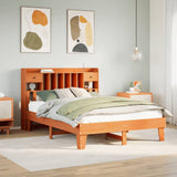 Bed frame without mattress brown wax 140x200cm solid pine wood