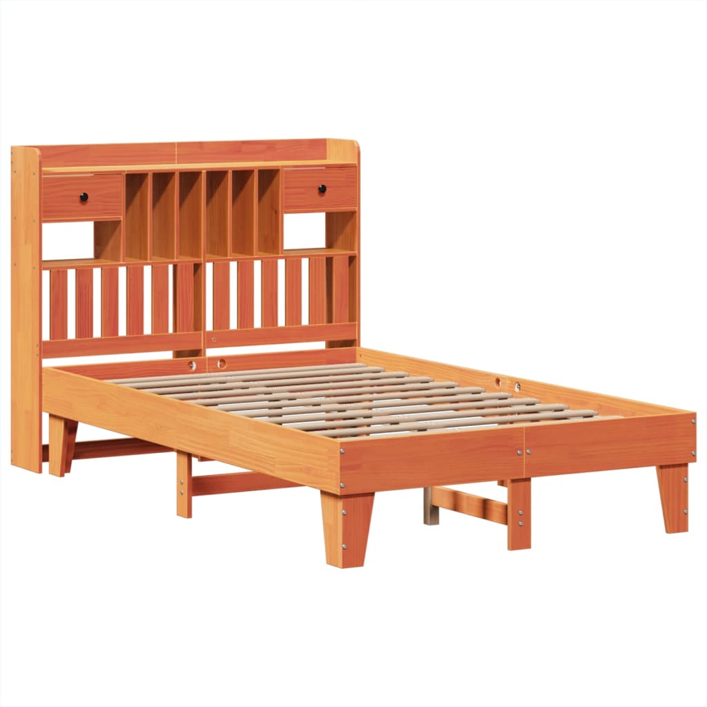 Cadre de lit sans matelas cire marron 120x200cm bois pin massif