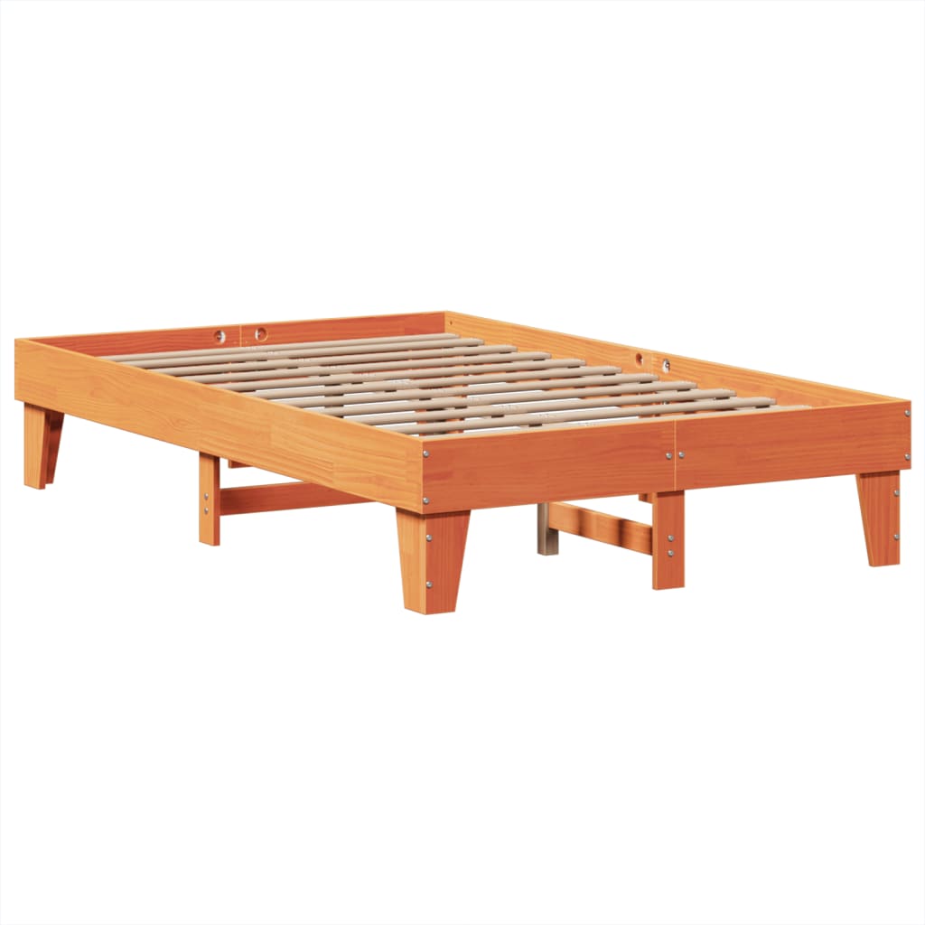 Cadre de lit sans matelas cire marron 120x200cm bois pin massif