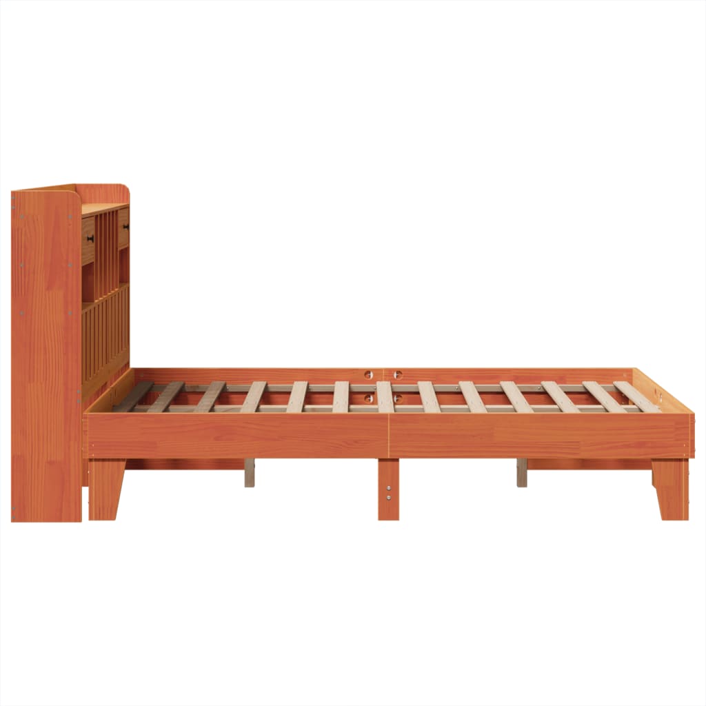 Cadre de lit sans matelas cire marron 120x200cm bois pin massif