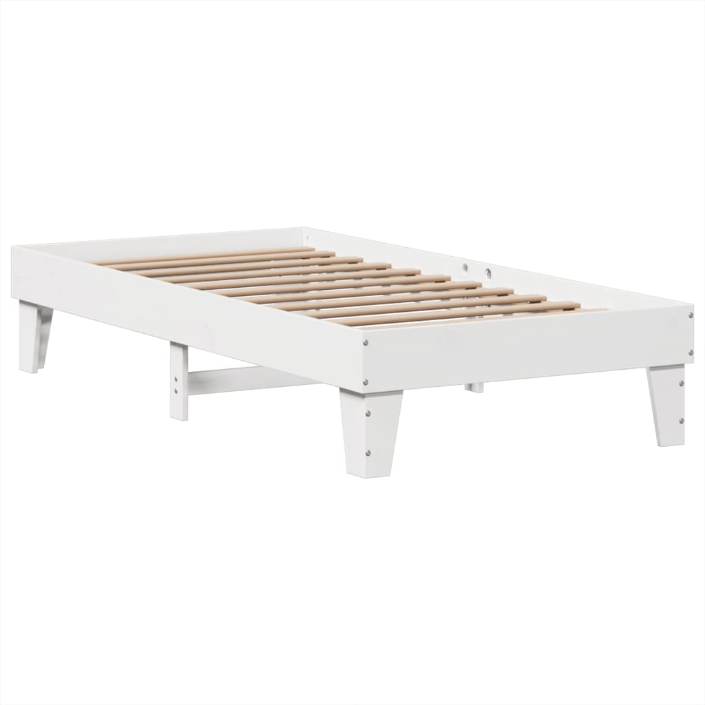 Cadre de lit sans matelas blanc 100x200 cm bois de pin massif