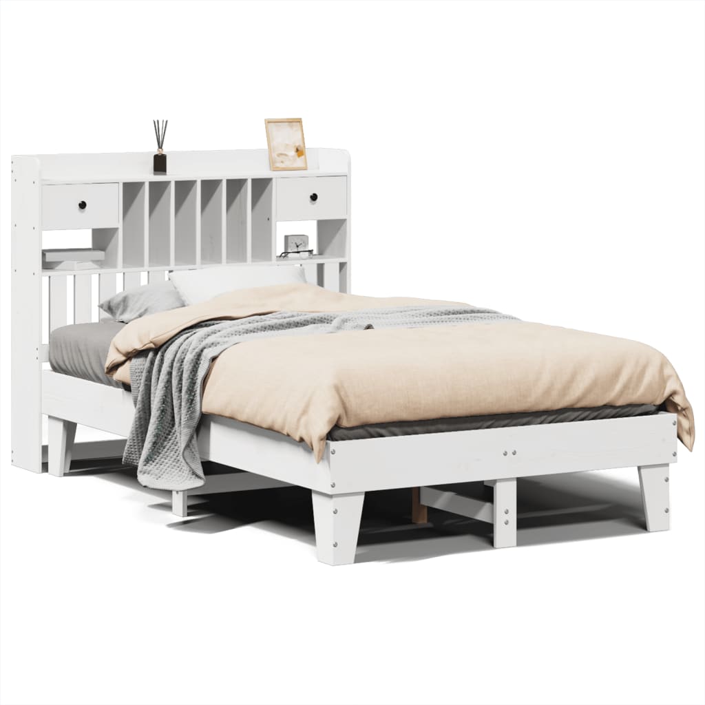 Cadre de lit sans matelas blanc 120x190 cm bois de pin massif