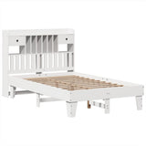 Cadre de lit sans matelas blanc 120x190 cm bois de pin massif