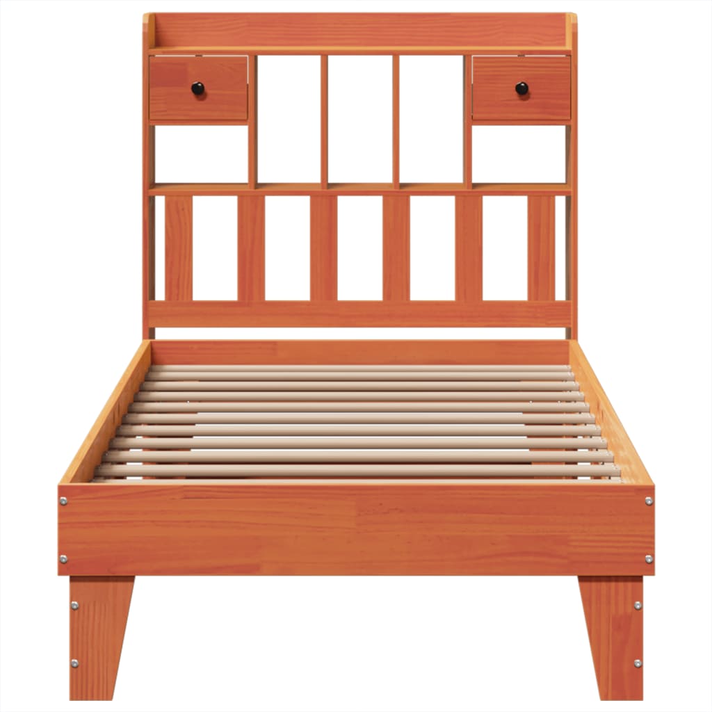 Bed frame without mattress brown wax 90x190 cm solid pine wood