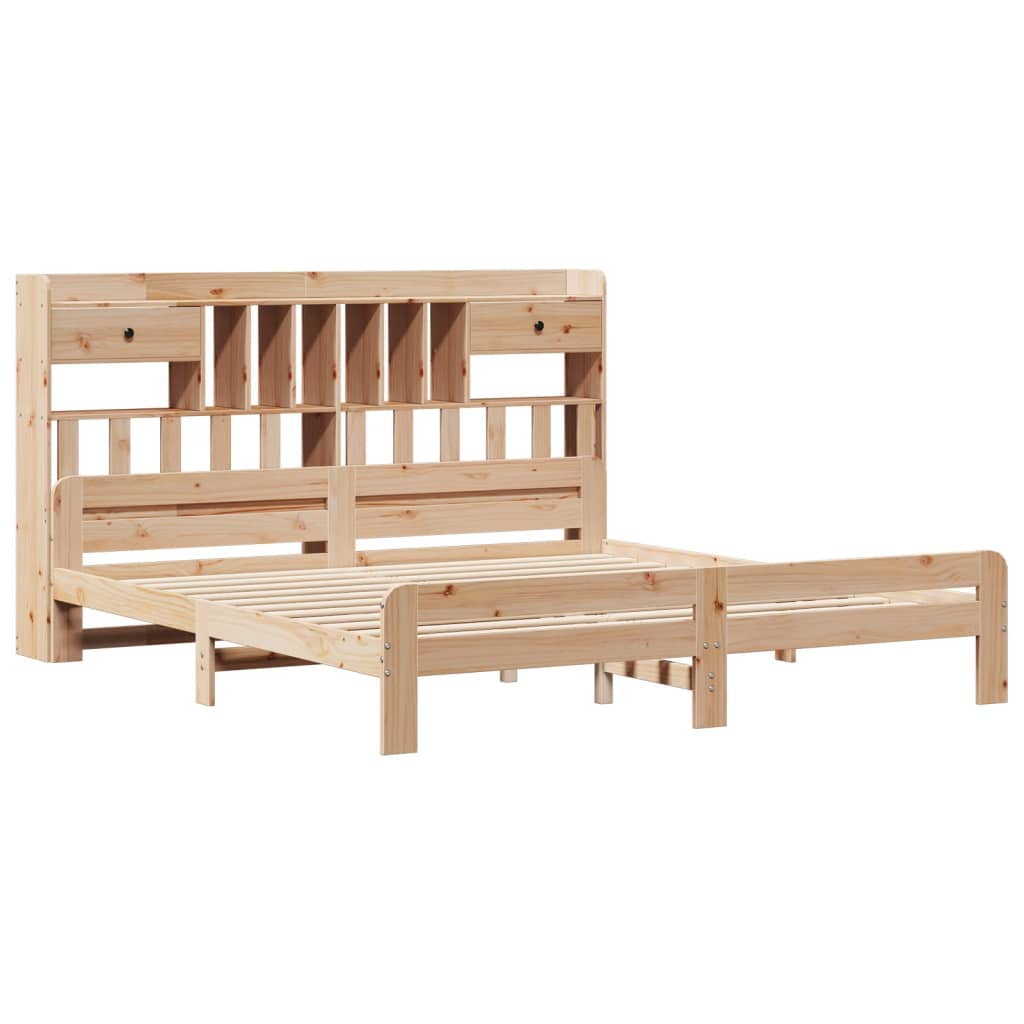 Library bed without mattress 200x200 cm solid pine wood