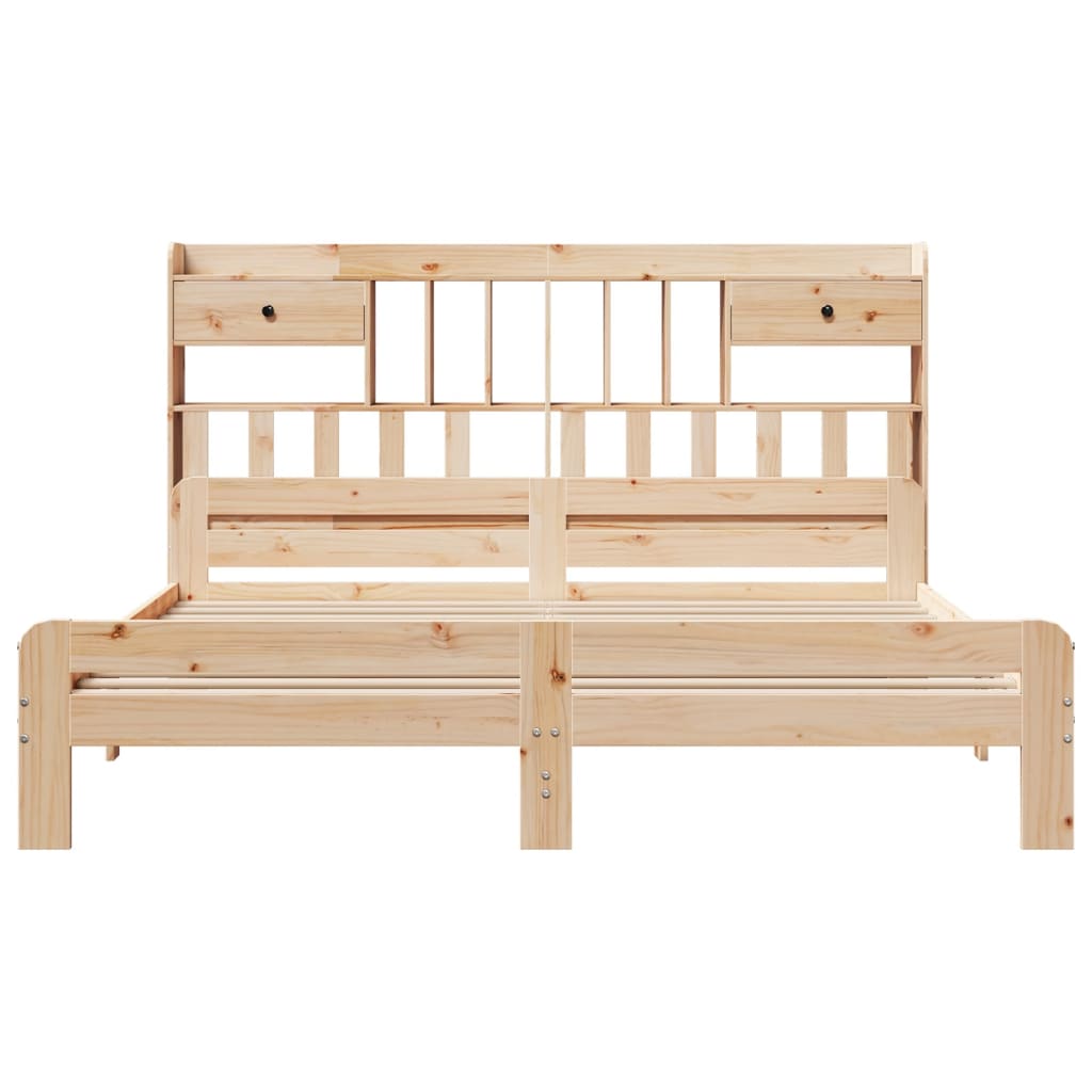 Library bed without mattress 200x200 cm solid pine wood