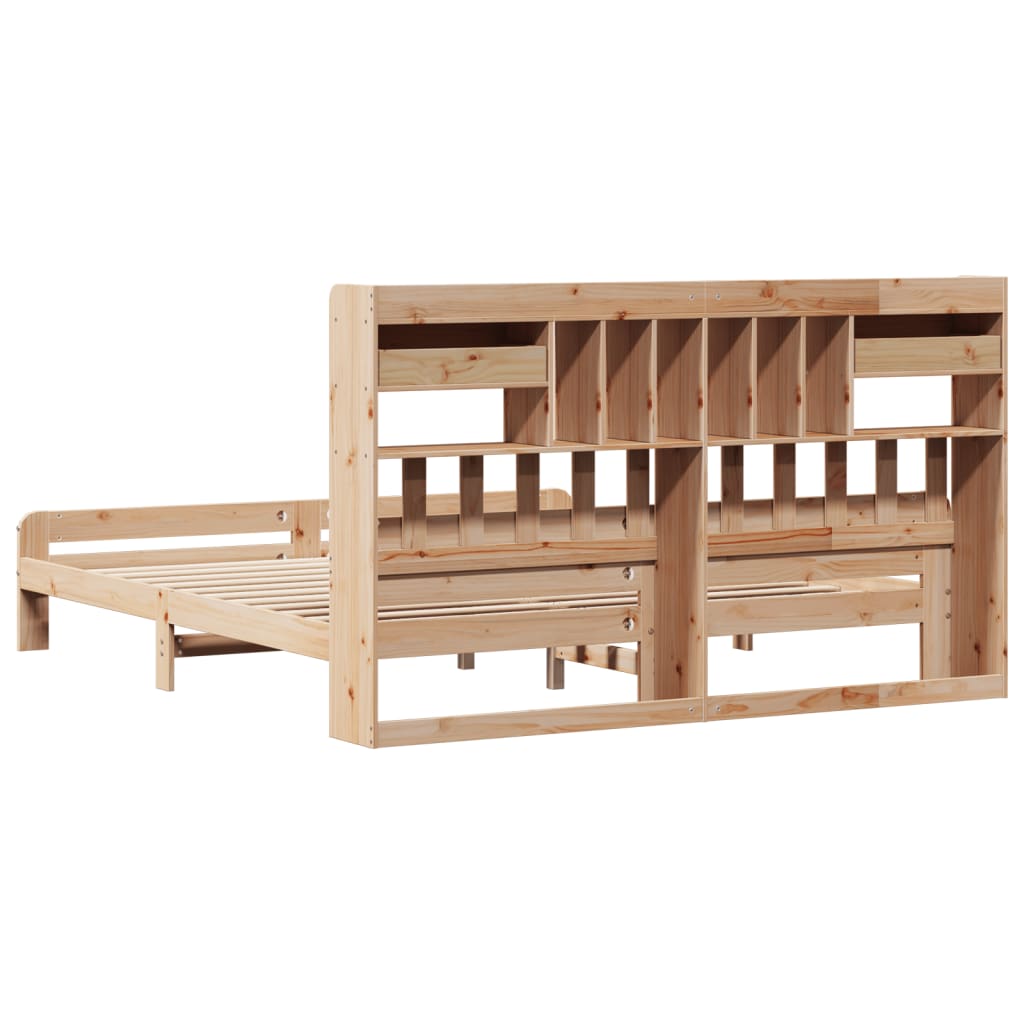 Library bed without mattress 200x200 cm solid pine wood