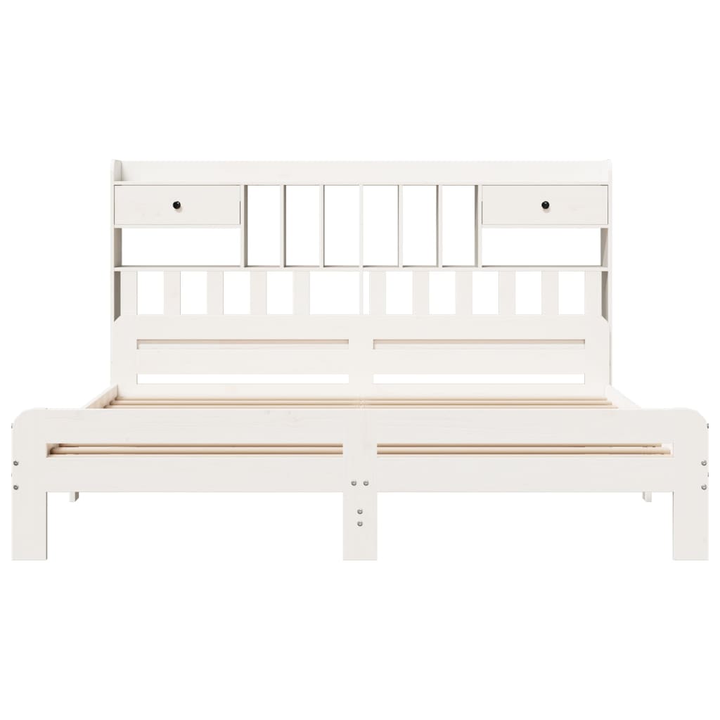 White library bed without mattress 200x200 cm solid pine wood