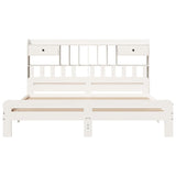 White library bed without mattress 200x200 cm solid pine wood