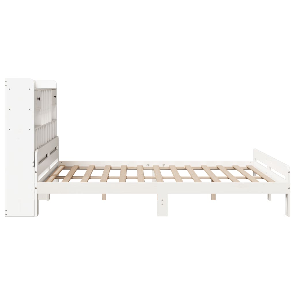 White library bed without mattress 200x200 cm solid pine wood