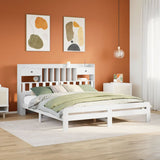 White library bed without mattress 200x200 cm solid pine wood