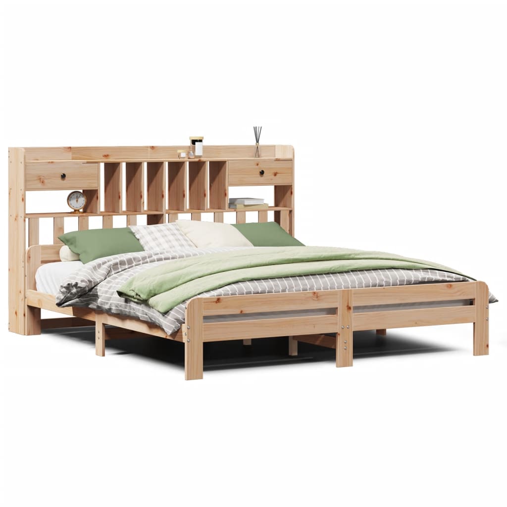 Library bed without mattress 180x200 cm solid pine wood