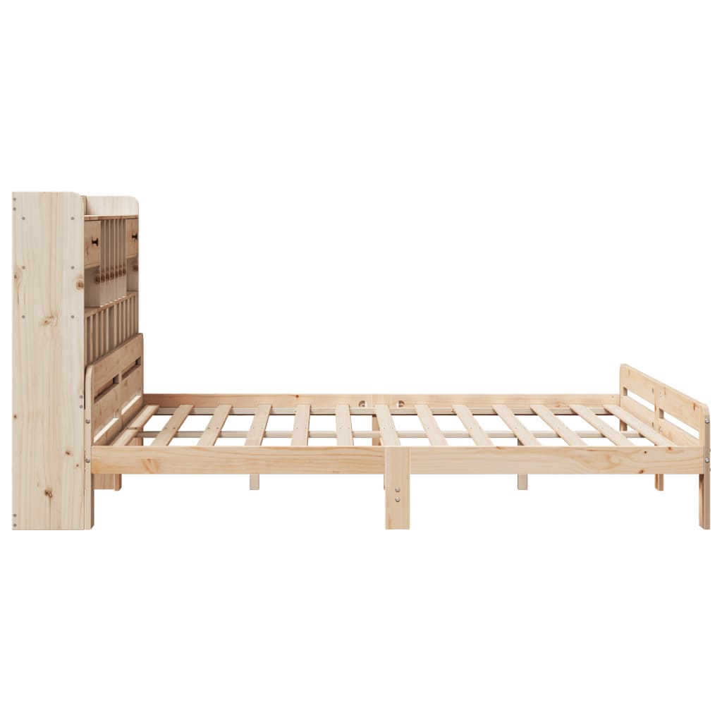 Lit bibliothèque sans matelas 180x200 cm bois massif de pin