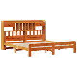 Library bed without brown wax mattress 180x200 cm solid pine