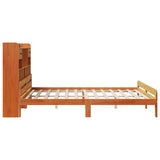 Library bed without brown wax mattress 180x200 cm solid pine