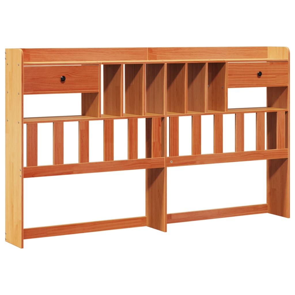 Library bed without brown wax mattress 180x200 cm solid pine