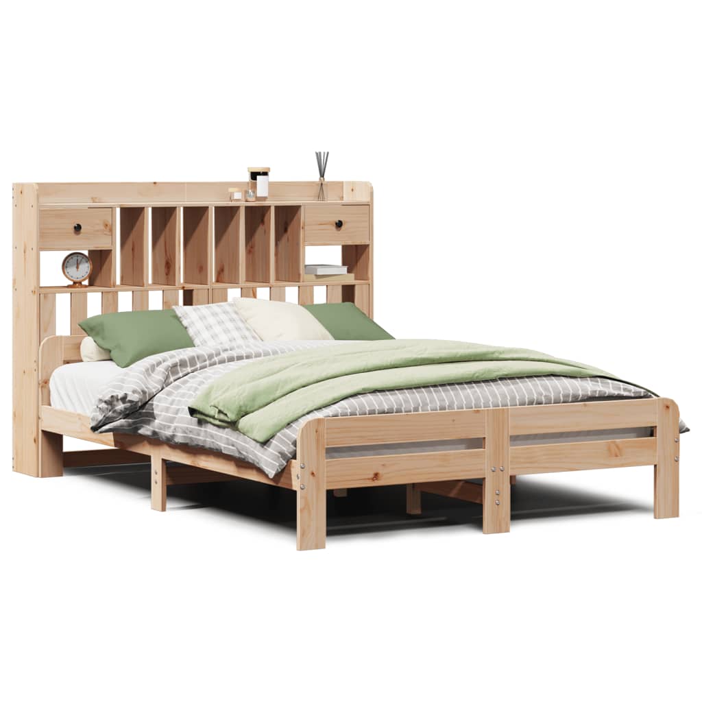 Library bed without mattress 160x200 cm solid pine wood