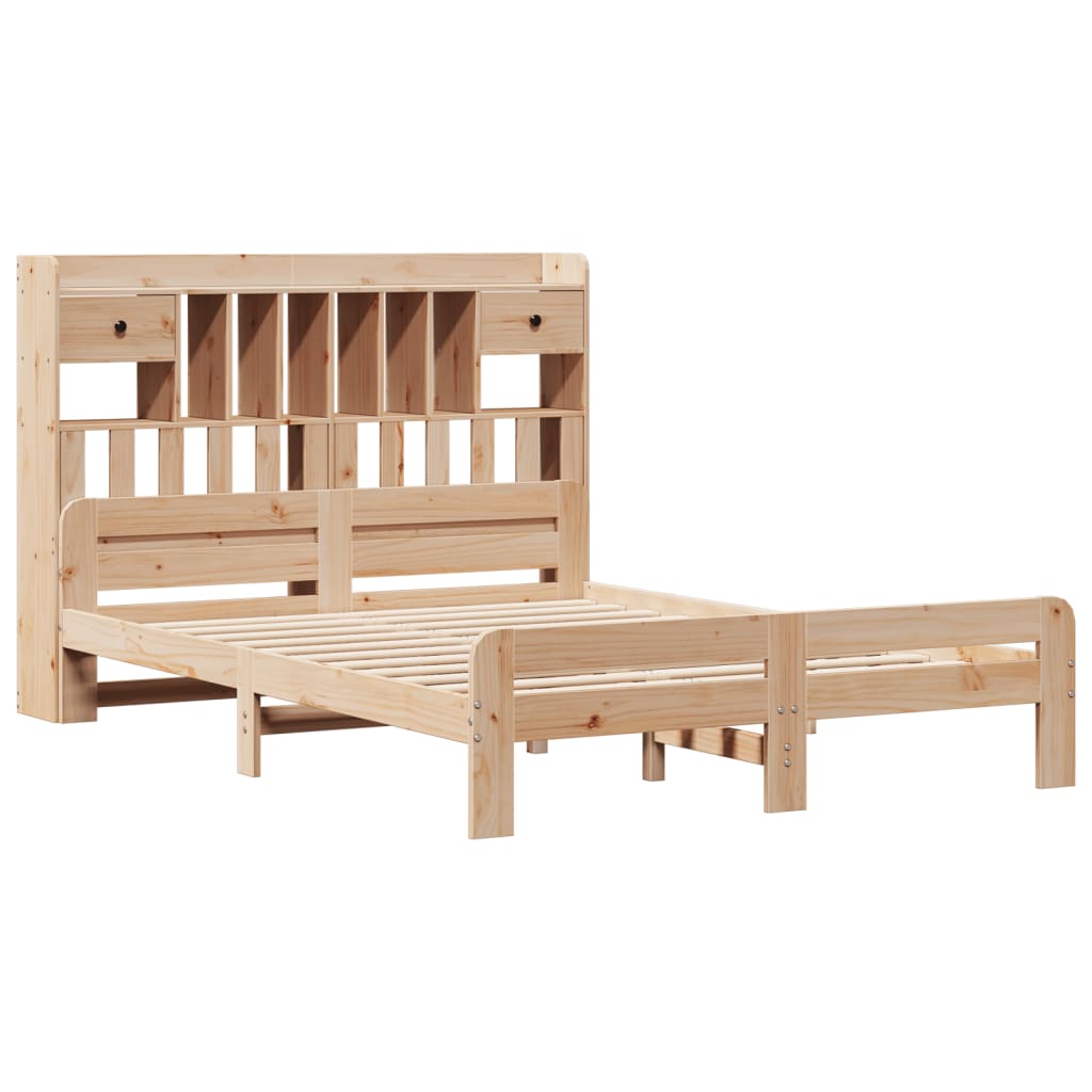 Library bed without mattress 160x200 cm solid pine wood