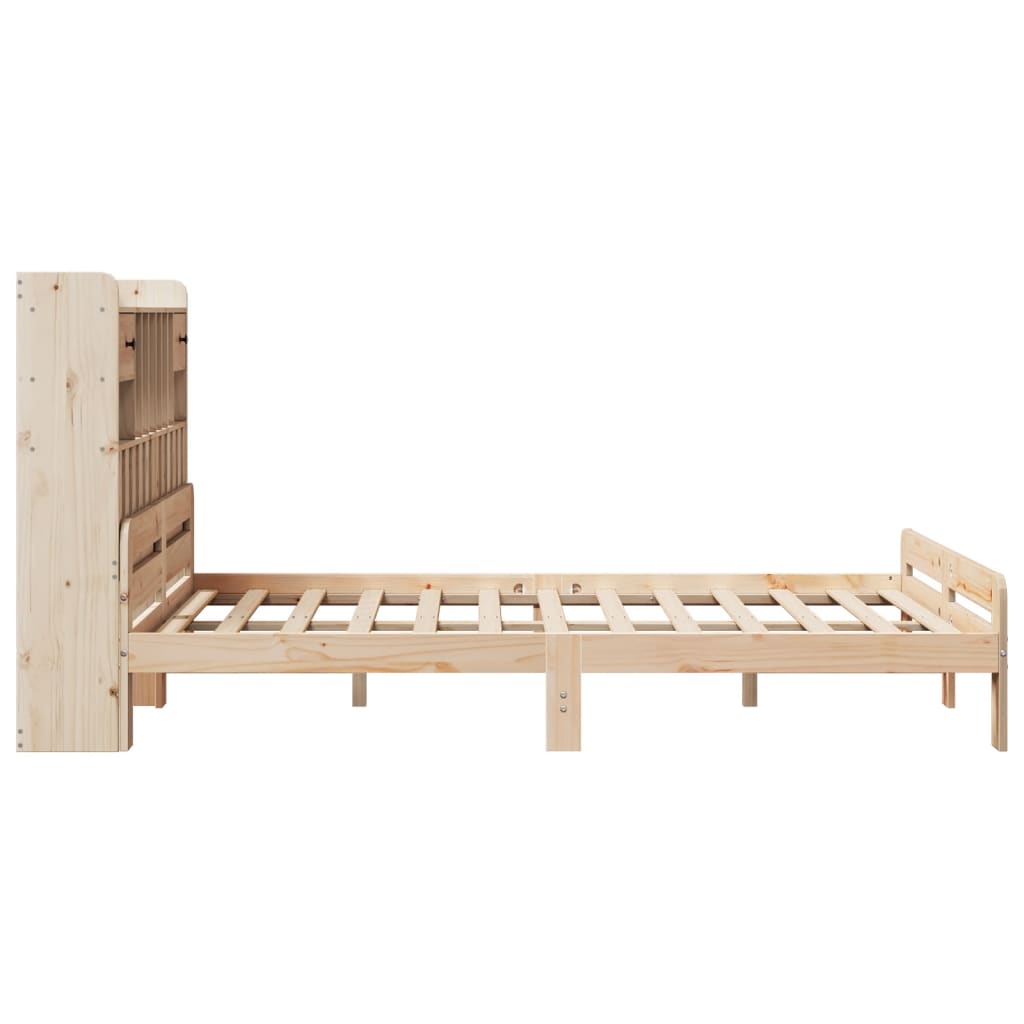 Library bed without mattress 160x200 cm solid pine wood