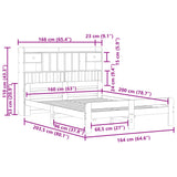 Bücherregalbett ohne weiße Matratze 160x200 cm aus massivem Kiefernholz