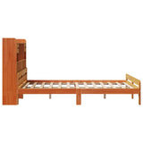 Library bed without brown wax mattress 150x200 cm solid pine