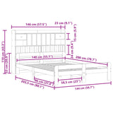 Library bed without mattress 140x200 cm solid pine wood