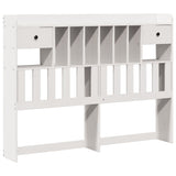 Lit bibliothèque sans matelas blanc 140x200 cm bois pin massif