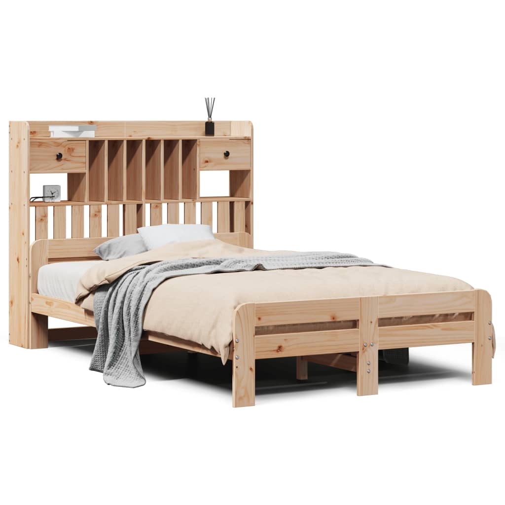 Library bed without mattress 120x200 cm solid pine wood