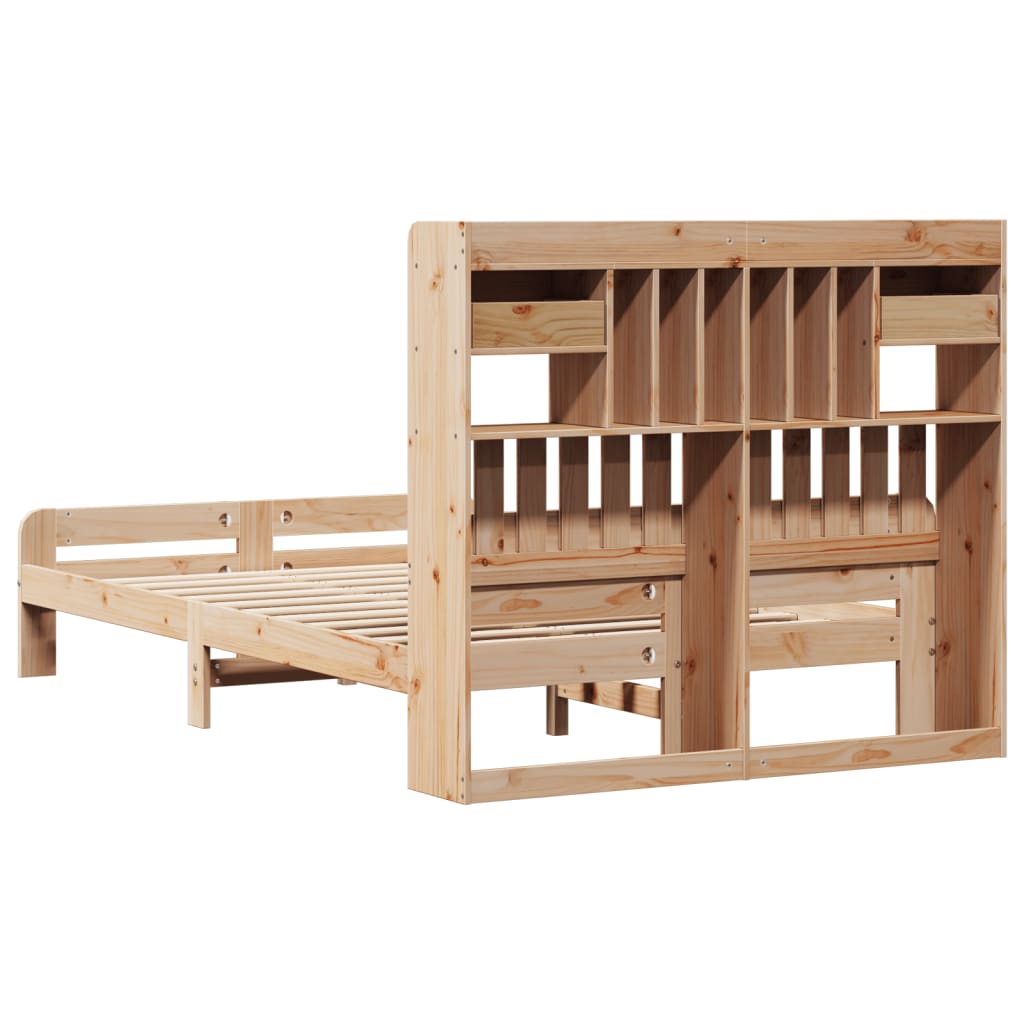 Library bed without mattress 120x200 cm solid pine wood