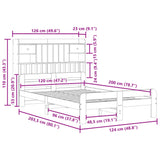 Library bed without mattress 120x200 cm solid pine wood