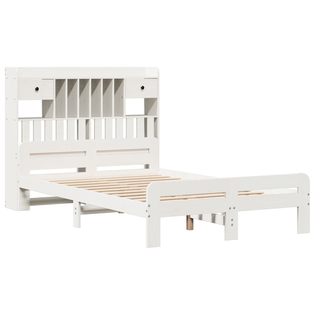 White library bed without mattress 120x200 cm solid pine wood