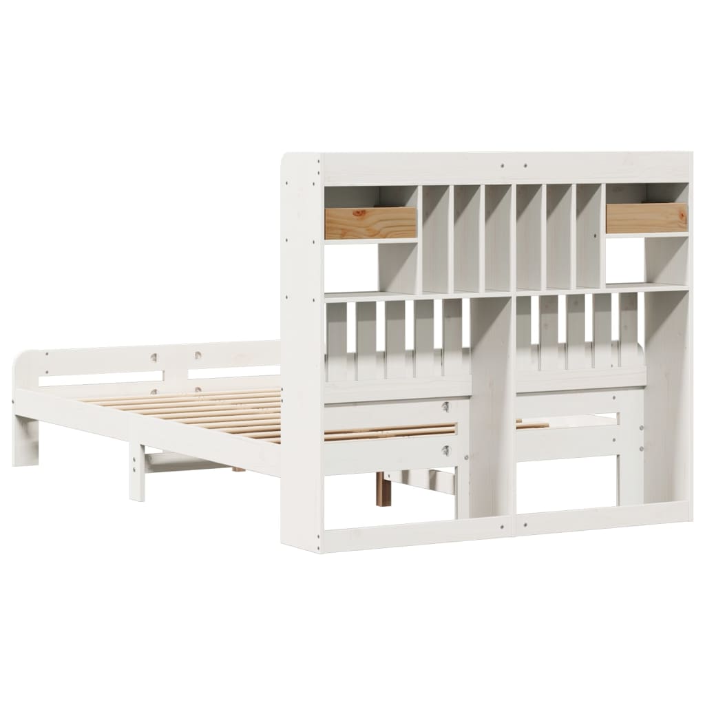 White library bed without mattress 120x200 cm solid pine wood