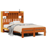 Library bed without brown wax mattress 120x200 cm solid pine