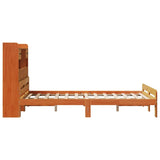 Library bed without brown wax mattress 120x200 cm solid pine