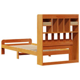 Lit bibliothèque sans matelas cire marron 90x200 cm pin massif