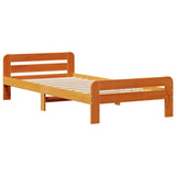 Lit bibliothèque sans matelas cire marron 90x200 cm pin massif