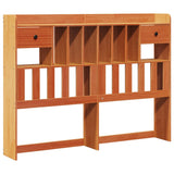 Bookcase bed without brown wax mattress 140x190 cm solid pine