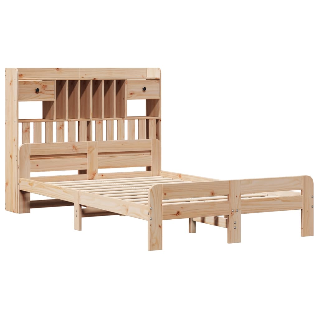 Lit bibliothèque sans matelas 135x190 cm bois de pin massif