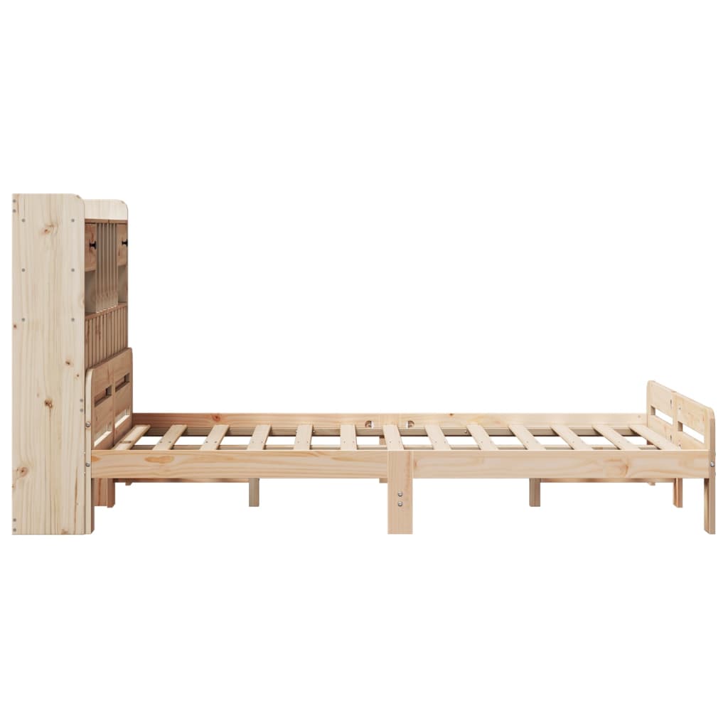 Bookcase bed without mattress 120x190 cm solid pine wood