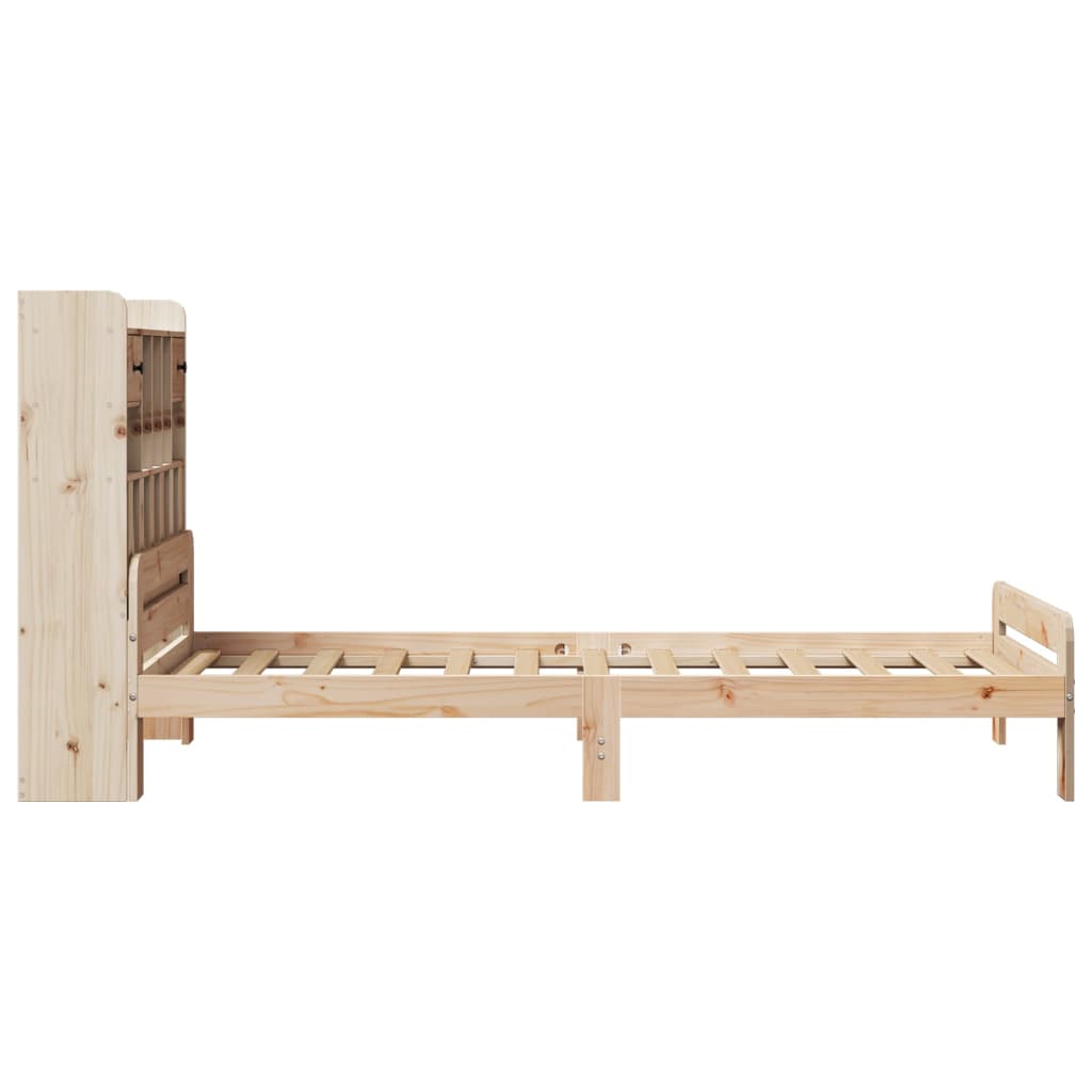 Bookcase bed without mattress 75x190 cm solid pine wood