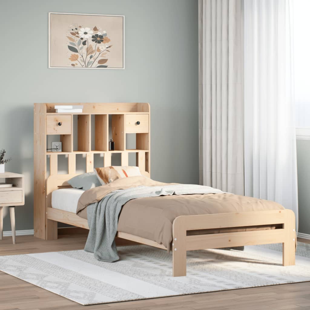 Bookcase bed without mattress 75x190 cm solid pine wood