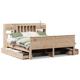 Lit bibliothèque sans matelas 200x200 cm bois massif de pin