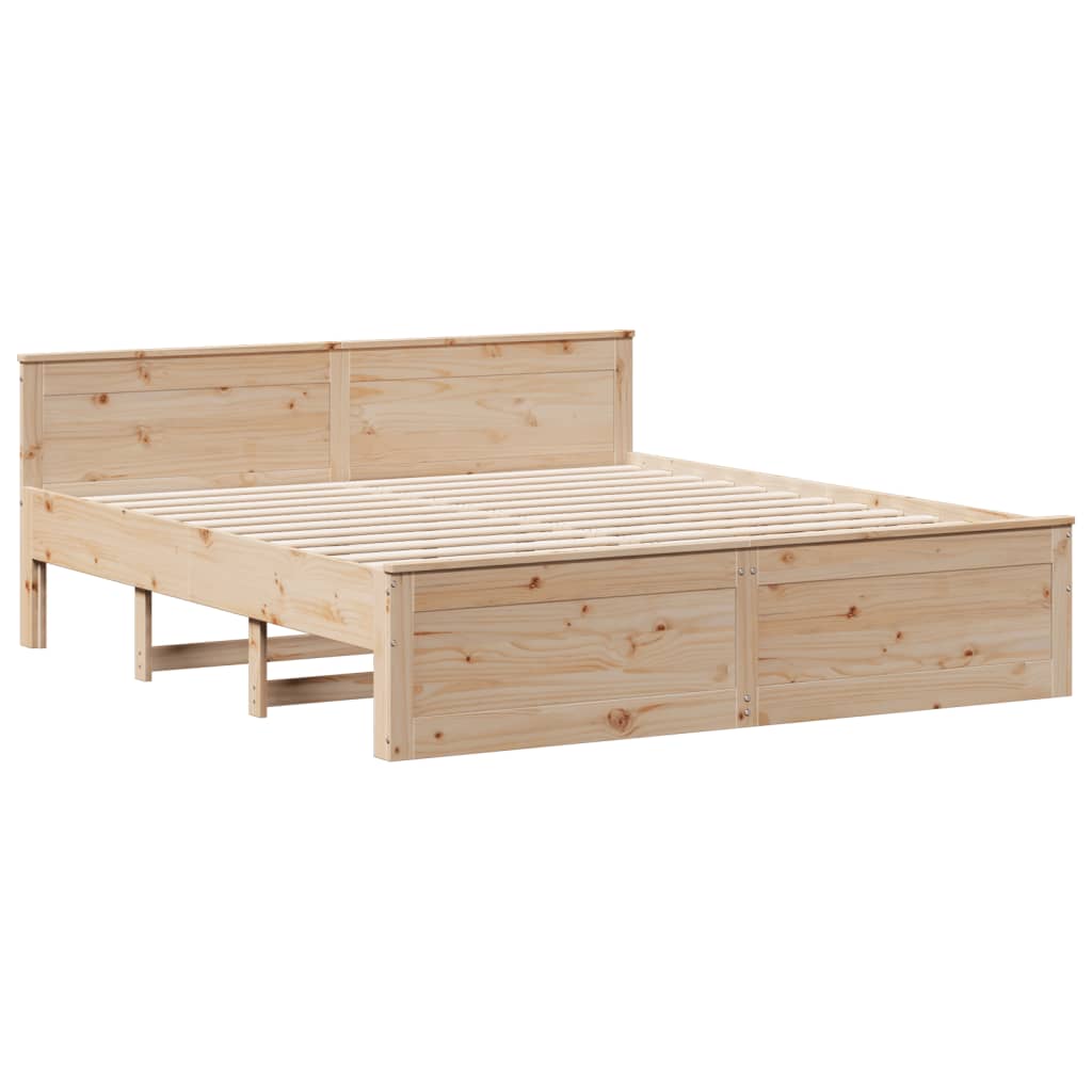 Lit bibliothèque sans matelas 200x200 cm bois massif de pin