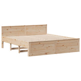 Lit bibliothèque sans matelas 200x200 cm bois massif de pin