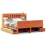 Library bed without brown wax mattress 200x200 cm solid pine