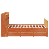 Library bed without brown wax mattress 200x200 cm solid pine