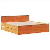 Library bed without brown wax mattress 200x200 cm solid pine