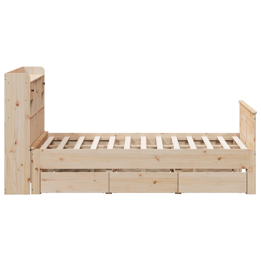 Library bed without mattress 160x200 cm solid pine wood